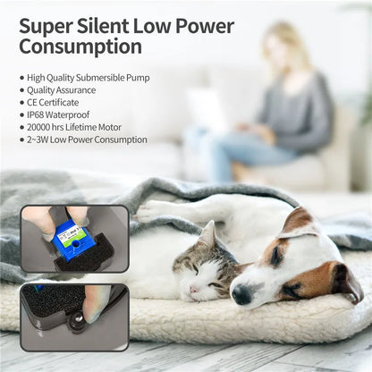 USB Pet Drinking Fountain with LED Water Level Display