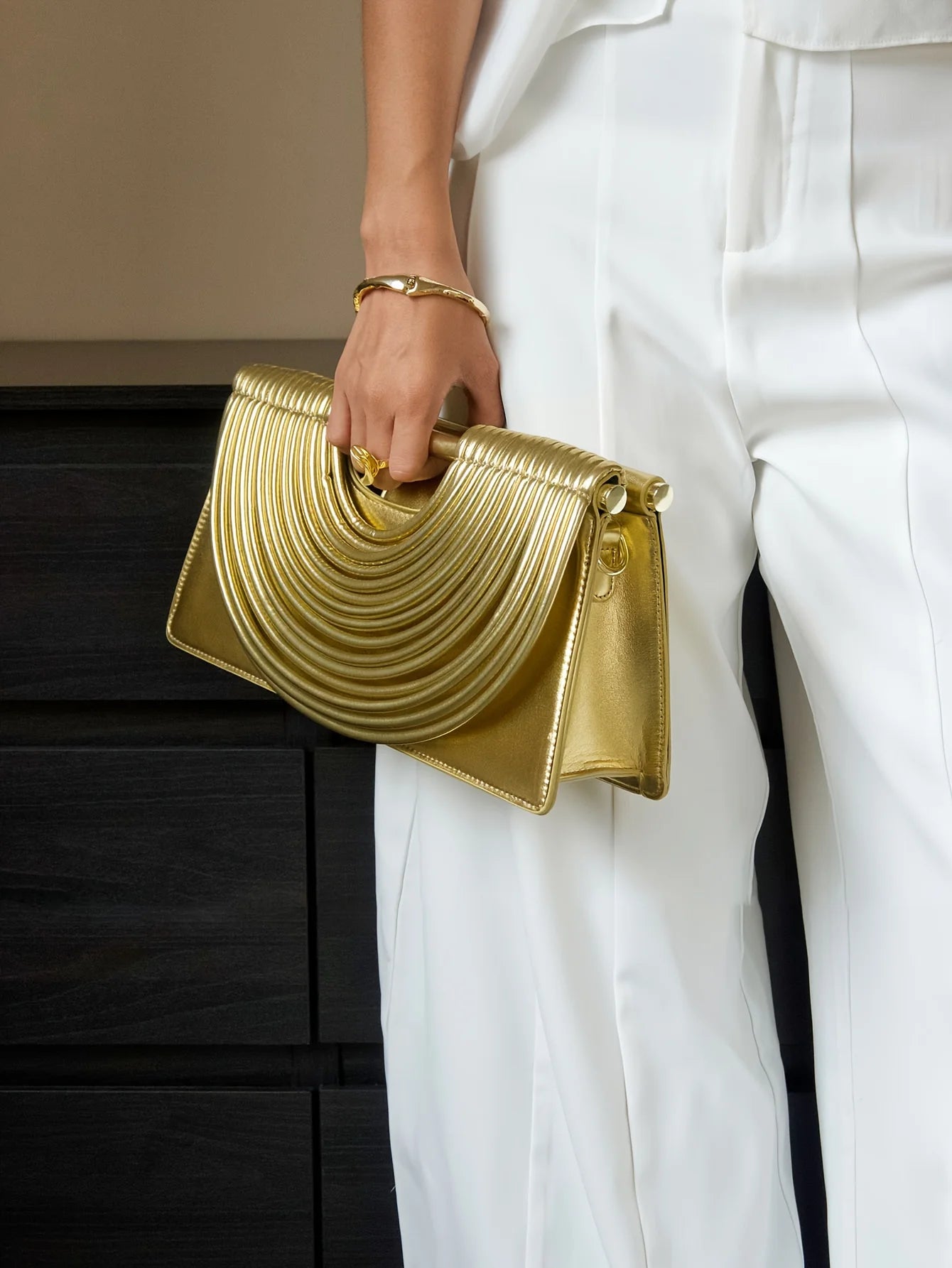 Gold Handwoven Evening Handbag