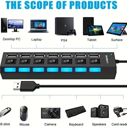 USB 2.0 Multi-Port Hub with Switches