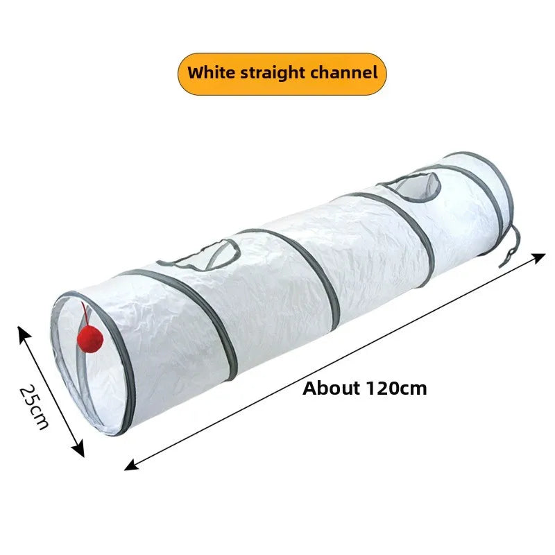 Interactive White Cat Play Tunnel