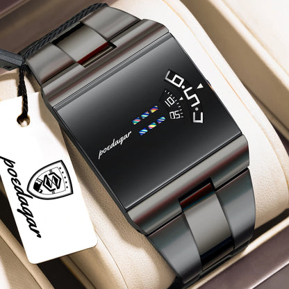 Men's Rectangle Stainless Steel Quartz Watch
