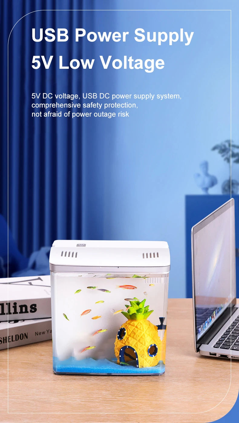 Mini USB Self-Filtering Aquarium with LED Light