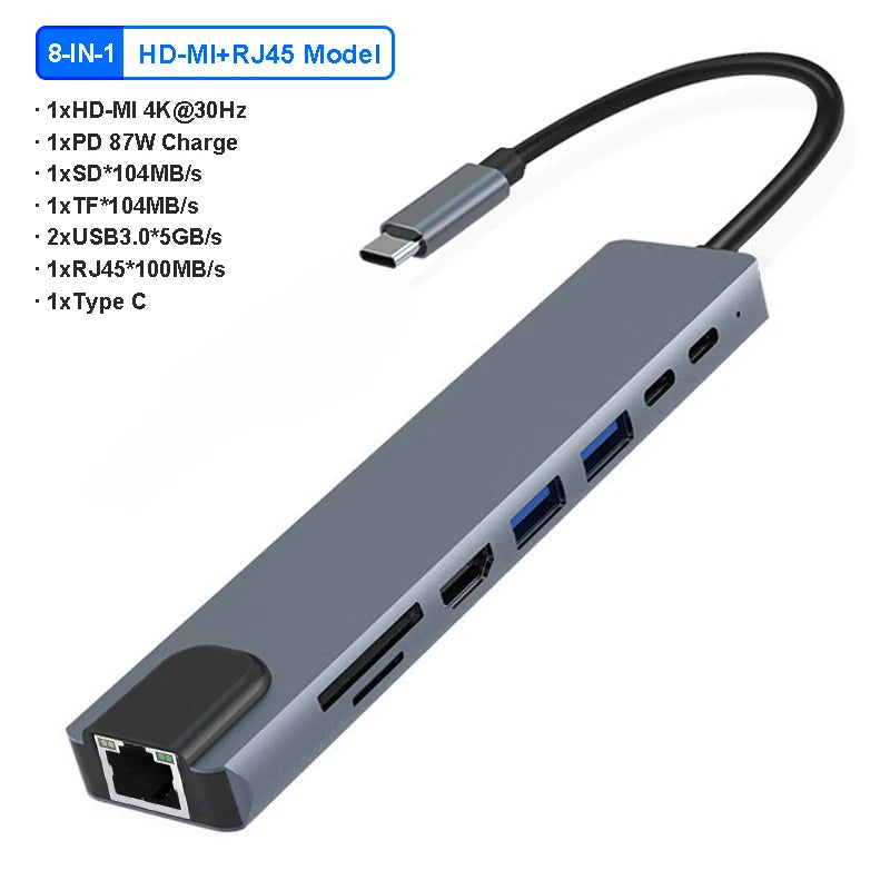 USB-C Docking Station – Up to 12-in-1 Hub