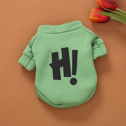 Cartoon Letter Dog Sweater – Warm Pet Shirt for Autumn & Winter
