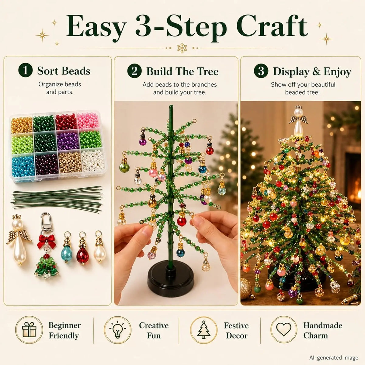DIY Crystal-Style Beaded Christmas Tree Kit