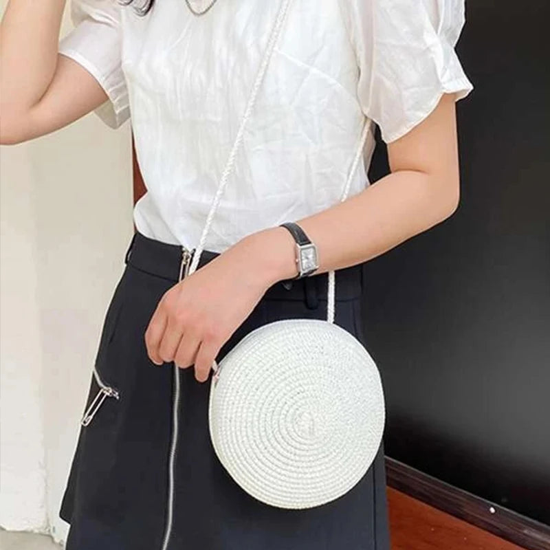 Round Straw Crossbody Bag