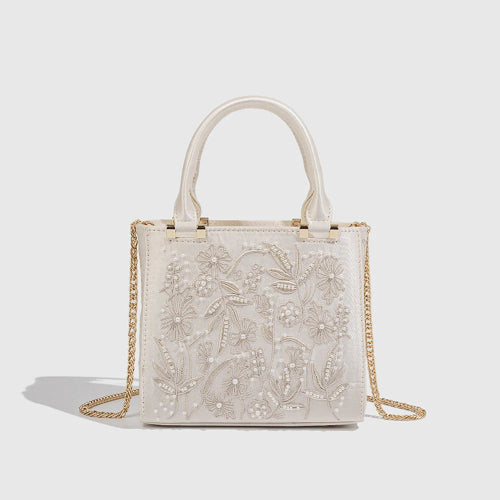 Pearl Beaded Mini Tote Bag