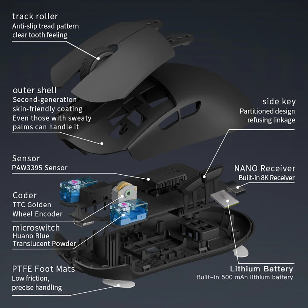 Darmoshark M3 V2 Ultralight Gaming Mouse with PAW3395 Sensor & 8K Polling