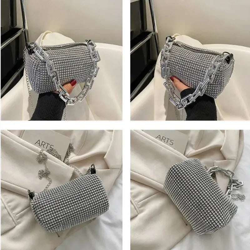 Rhinestone Chain Evening Crossbody Bag