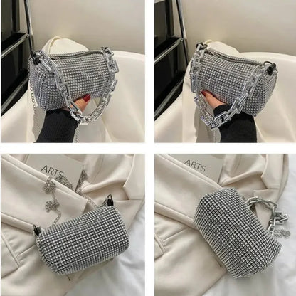 Rhinestone Chain Evening Crossbody Bag