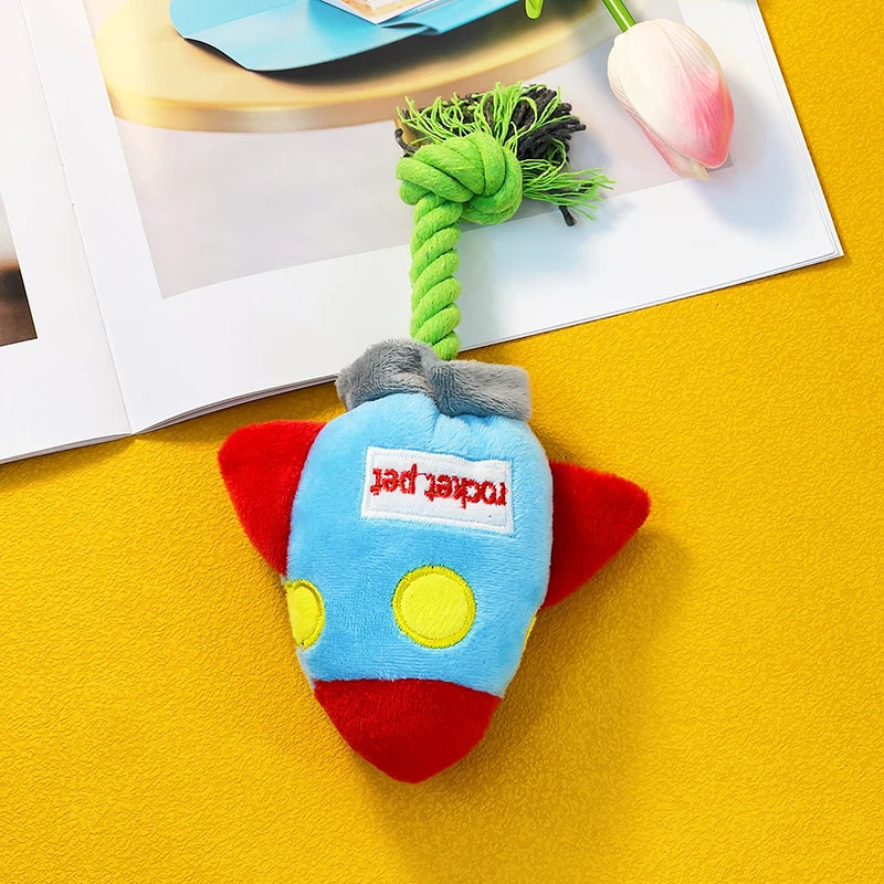 Rocket Shape Plush Dog Toy