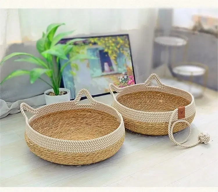 Handwoven Wicker Cat Bed