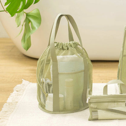 Foldable Drawstring Mesh Toiletry Storage Bag