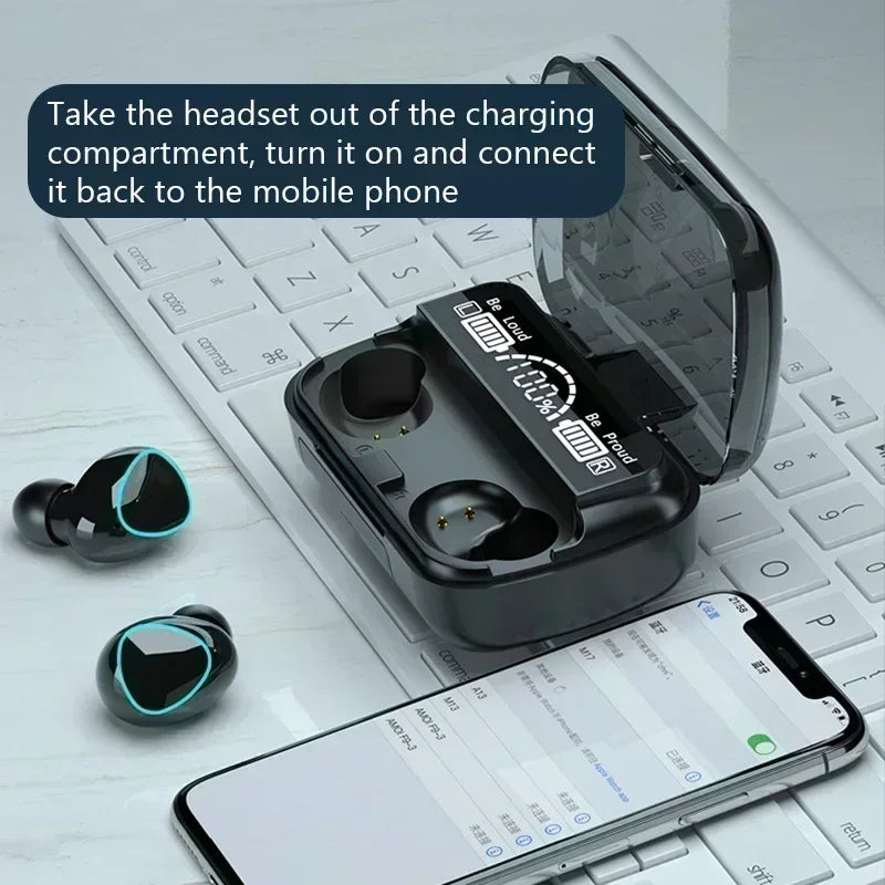 M10 TWS Bluetooth 5.3 Wireless Earbuds with LED Charging Case