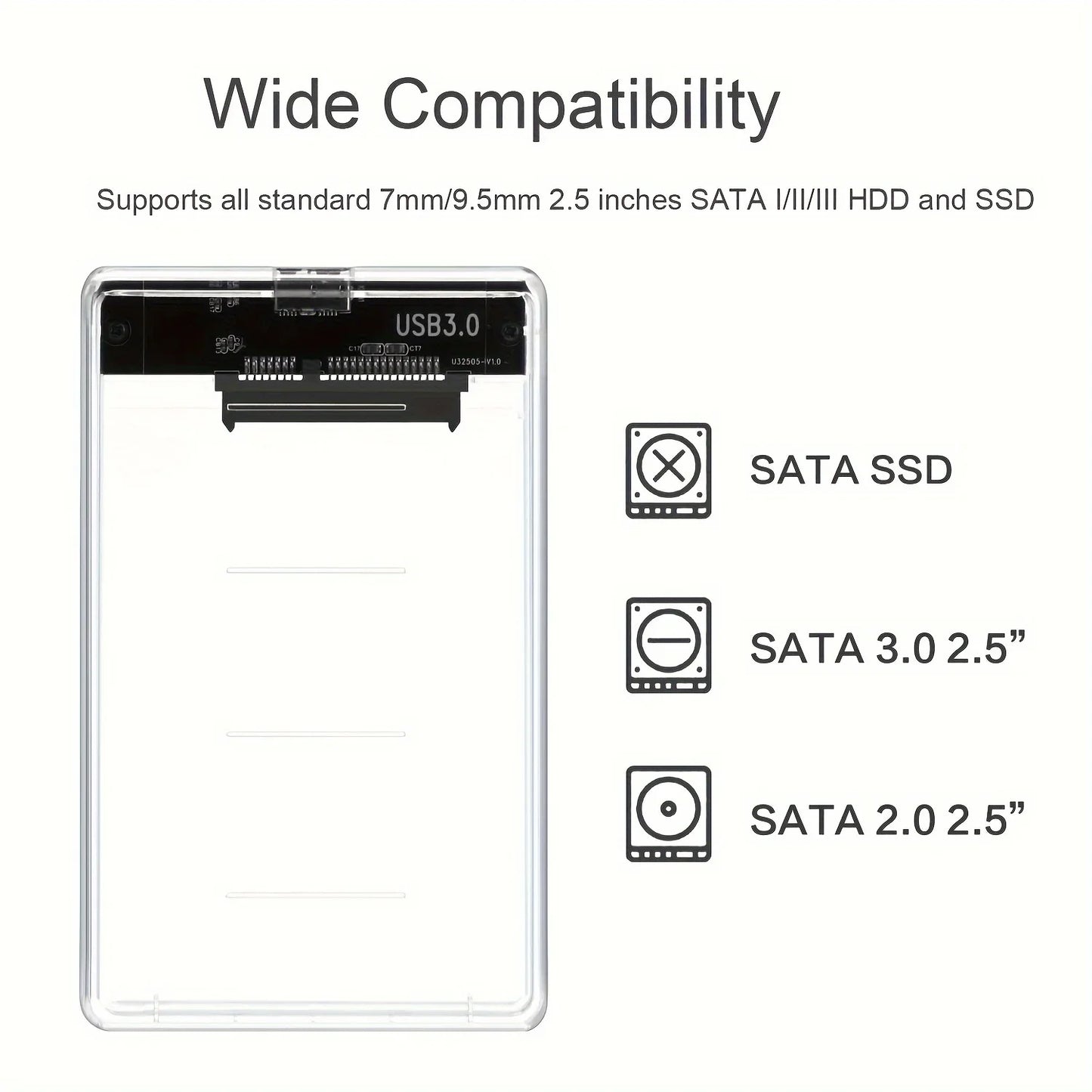 Transparent 2.5” SATA HDD & SSD Enclosure