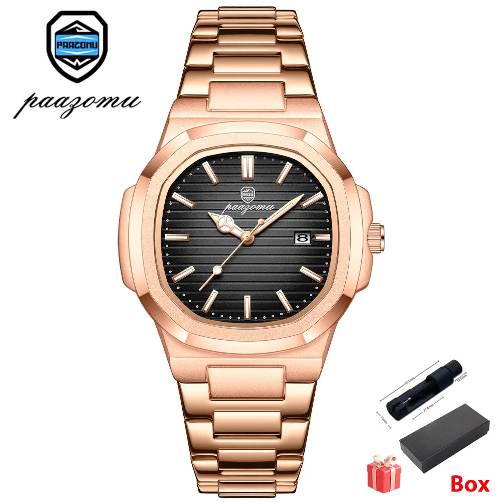 Men's Stainless Steel Quartz Watch with Date & Luminous Display
