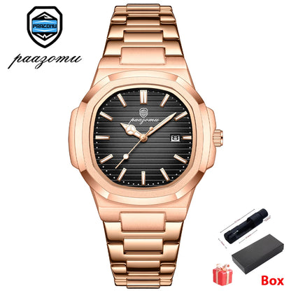 Men's Stainless Steel Quartz Watch with Date & Luminous Display