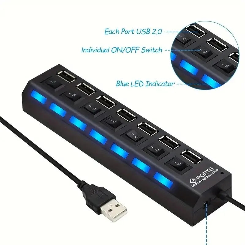 USB 2.0 Multi-Port Hub with Switches