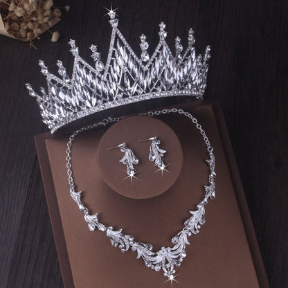 Silver Colour Crystal Bridal Jewelry Sets