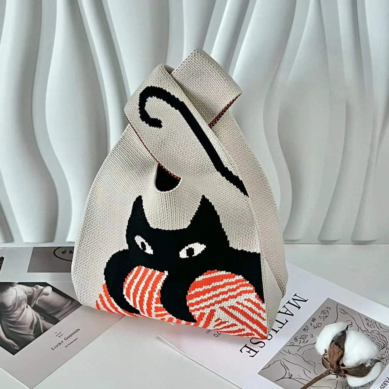 Handmade Knitted Knot Wrist Tote Bag