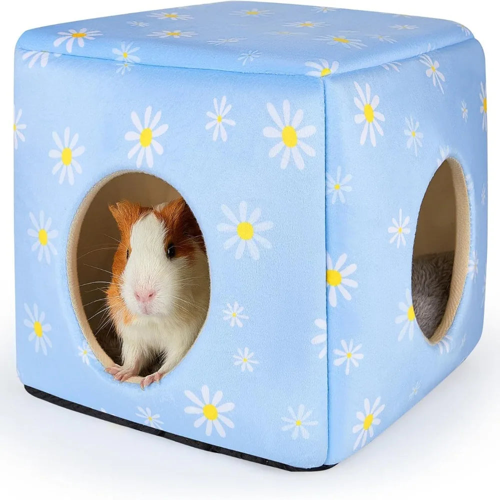 Cozy Washable Guinea Pig Hideout with Cushion for Small Pets