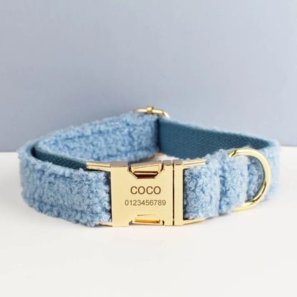 Personalized Teddy Velvet Dog Collar & Leash Set