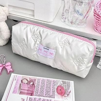 Pink Bow Pencil Case with Large Capacity Storage