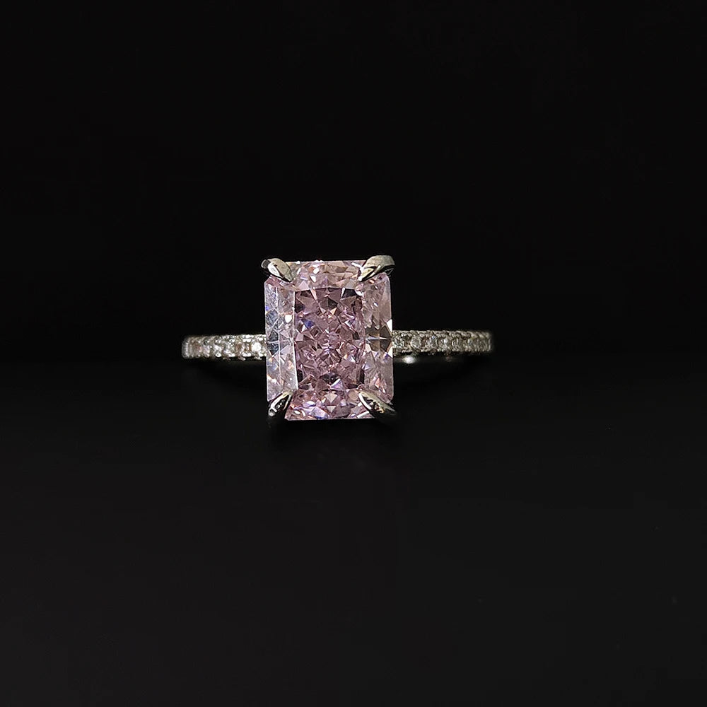Pink Rectangle Cubic Zirconia Ring