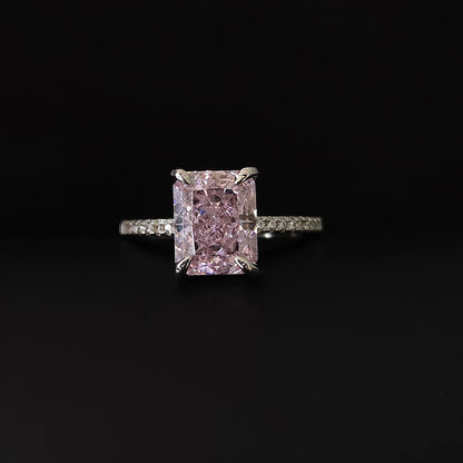Pink Rectangle Cubic Zirconia Ring