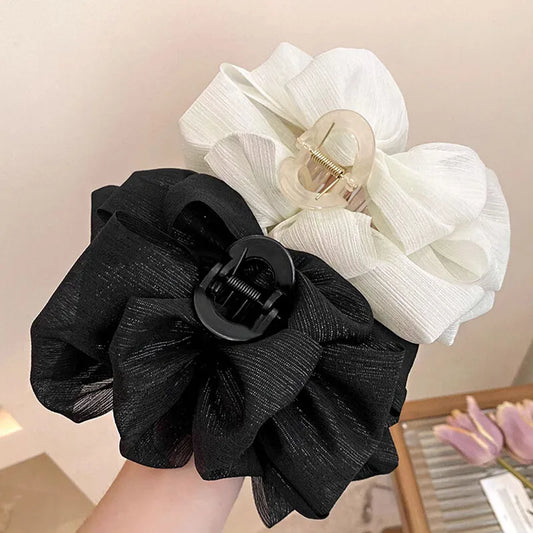 Three Layer Chiffon Bow Hair Claw Clip