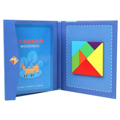 Wooden Jigsaw Magnetic Tangram Puzzle Book
