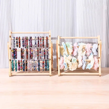 Foldable 3/4-Tier Wooden Jewelry Display Stand