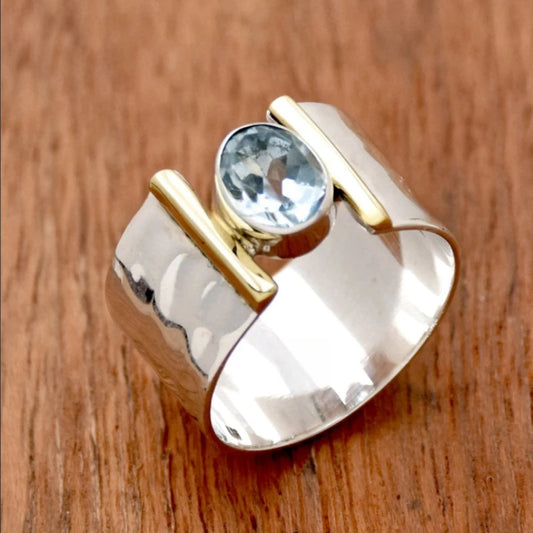 Vintage Geometric Zirconia Statement Ring
