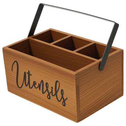 Wooden Tableware Storage Box with Handle