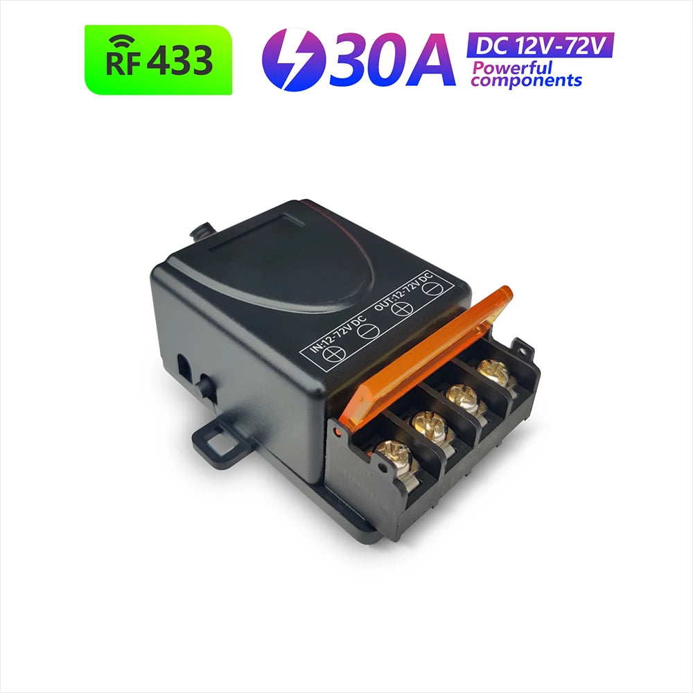 12V–72V DC Wireless Relay Receiver with 70m Remote Range