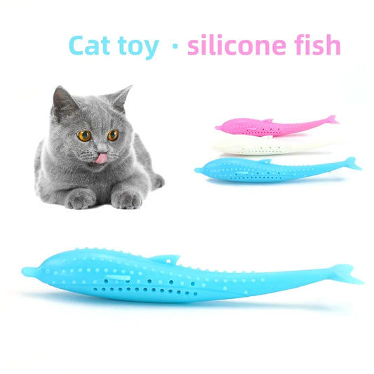 Interactive Fish-Shaped Silicone Cat Toy for Dental Care