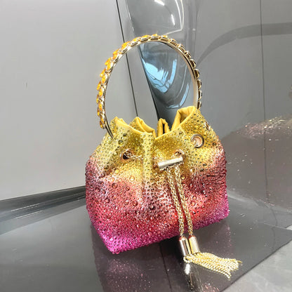 Luxury Rhinestone Bucket Evening Bag
