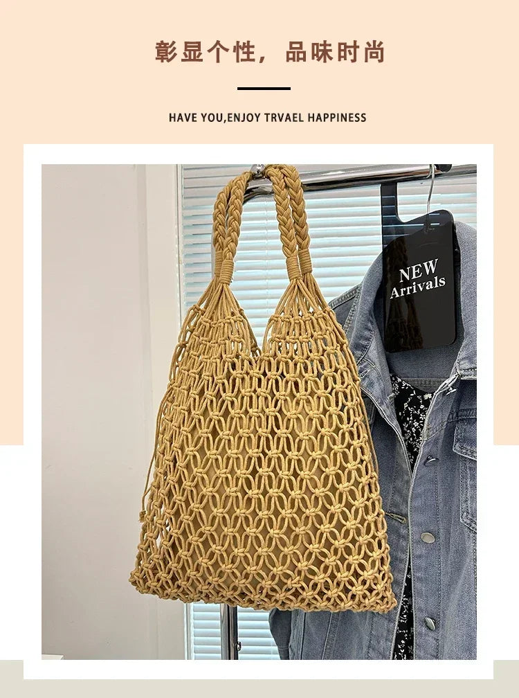 Handwoven Mesh Summer Tote Bag