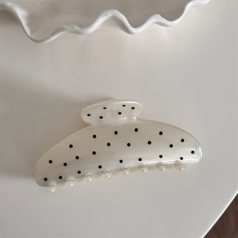 Large Black Wave Dot Hair Claw Clip