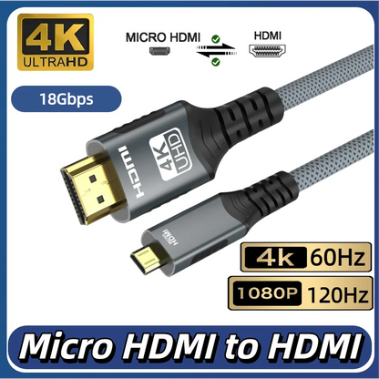 4K Mini HDMI to HDMI Braided Cable