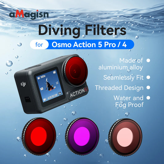 aMagisn Underwater Dive Filters for DJI Osmo Action 4 & 5 Pro