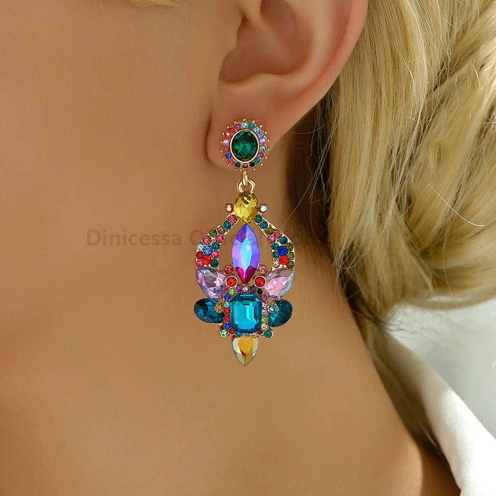 Teardrop Shiny Glass Earrings