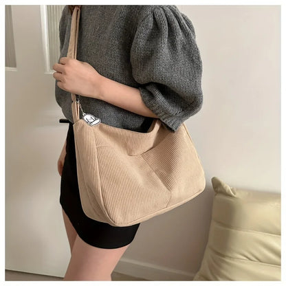 Corduroy Half Moon Shoulder Bag