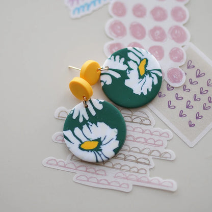 Flower Abstract Art Deco Pattern Earrings