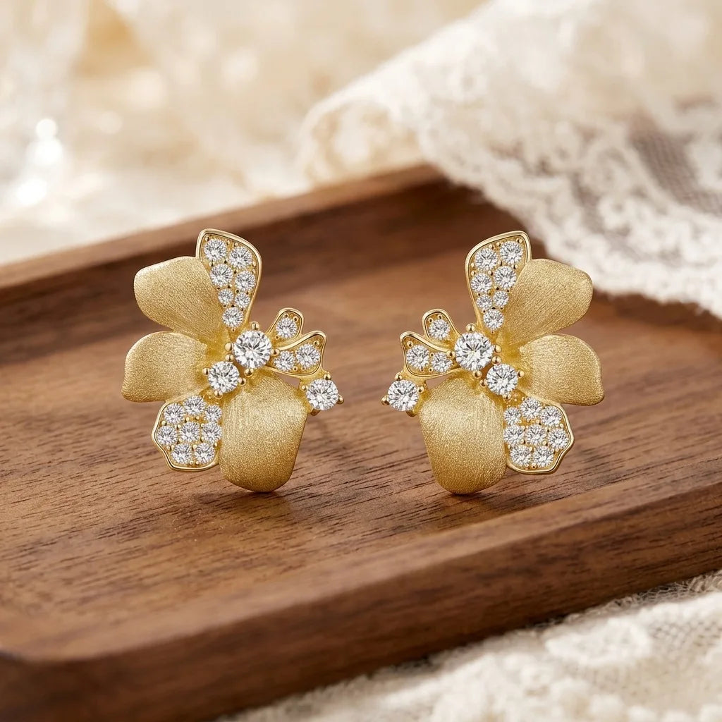 14K Gold Moissanite Stud Earrings