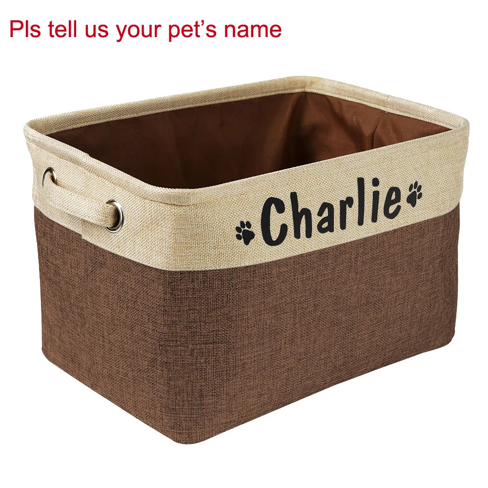 Personalized Foldable Dog Toy Storage Basket