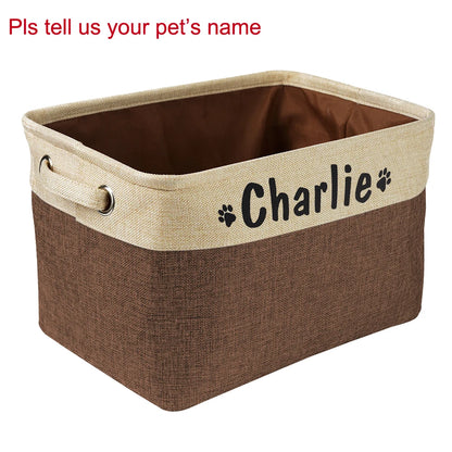 Personalized Foldable Dog Toy Storage Basket