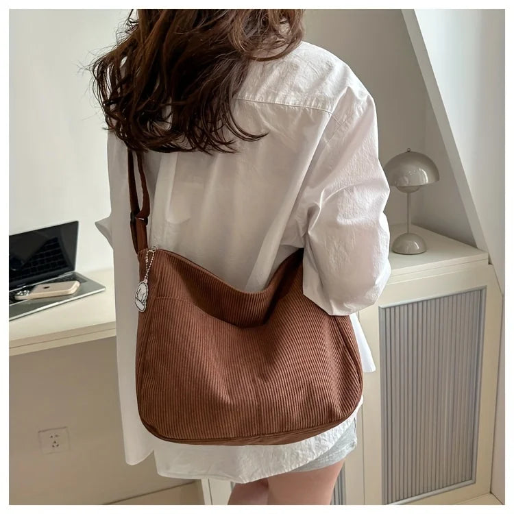 Corduroy Half Moon Shoulder Bag