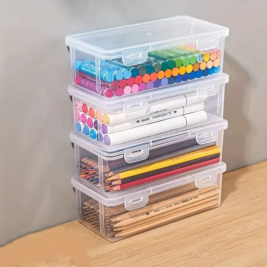 4PCS Large Transparent PP Storage Boxes with Lids