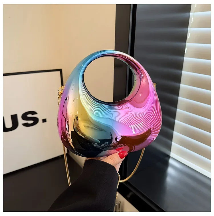 Acrylic Half-Moon Evening Clutch Bag